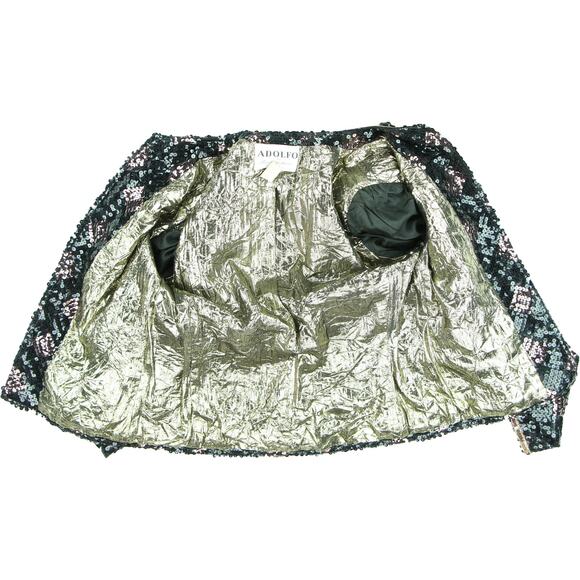 Vintage Adolfo At Saks Fifth Avenue Sequins Party Blazer Jacket Skirt Set Suit - Picture 4 of 11